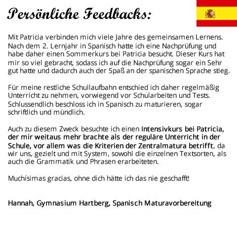 Kundenmeinung, Spanisch-Nachhilfe, Steiermark